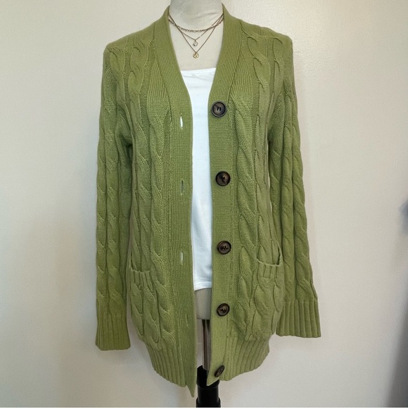 Merokeety Olive Green Cable Knit Button Front Cardigan. Women's Small - Picture 2 of 7